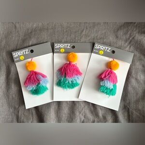Spritz Multicolor Pom Pom Tassel Bow Charm, 3 pack, NIP